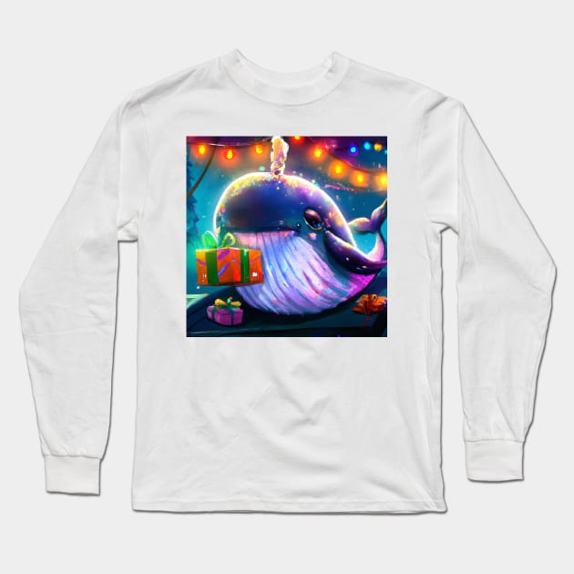 Cute Whale Drawing Long Sleeve T-Shirt by Play Zoo